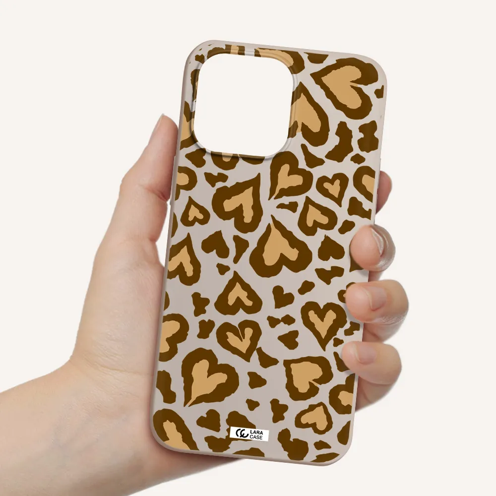 Heart Leopard Apple iPhone 14 pro Silicone Stone Case