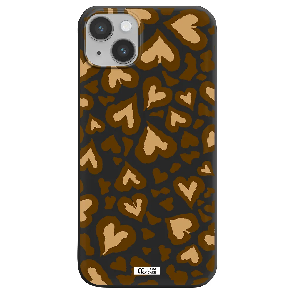 Heart Leopard Apple iPhone 14 Silicone black Case