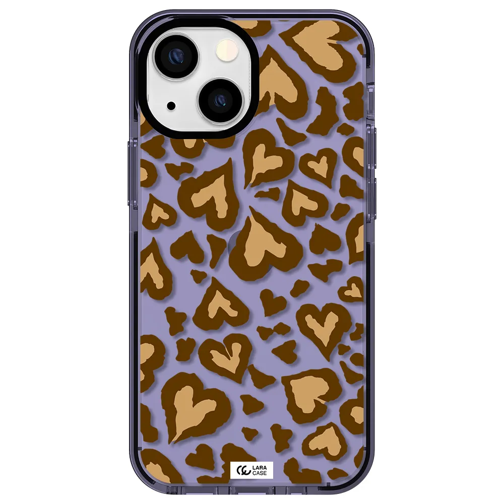 Heart Leopard Apple iPhone 15 impact Lilac Case