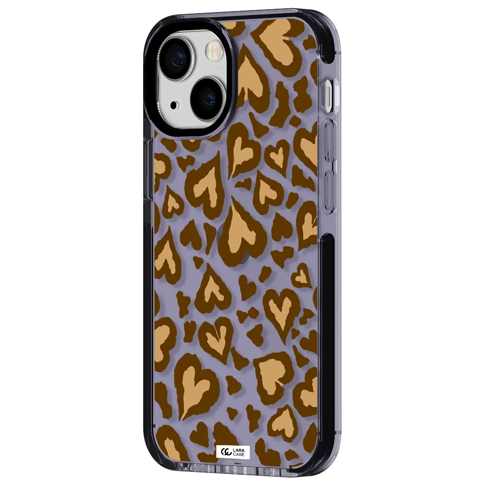 Heart Leopard Apple iPhone 15 impact Lilac Case