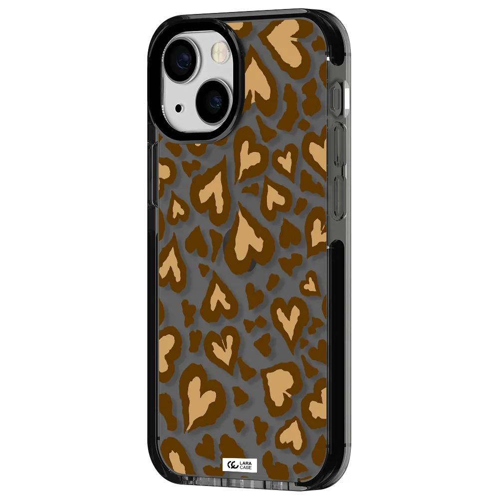 Heart Leopard Apple iPhone 15 impact Smoke Black Case