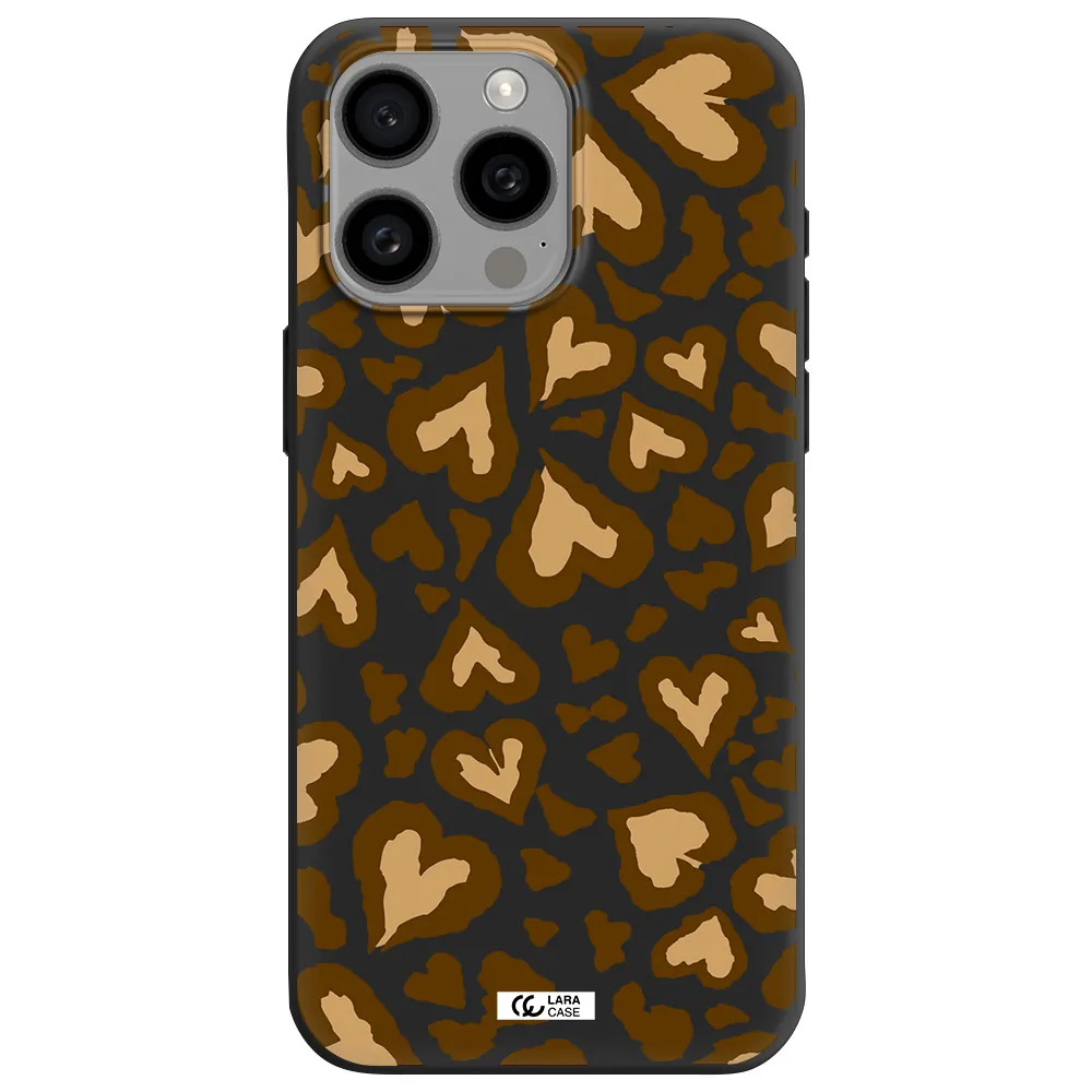 Heart Leopard Apple Iphone 15 Pro max Silicone black Case