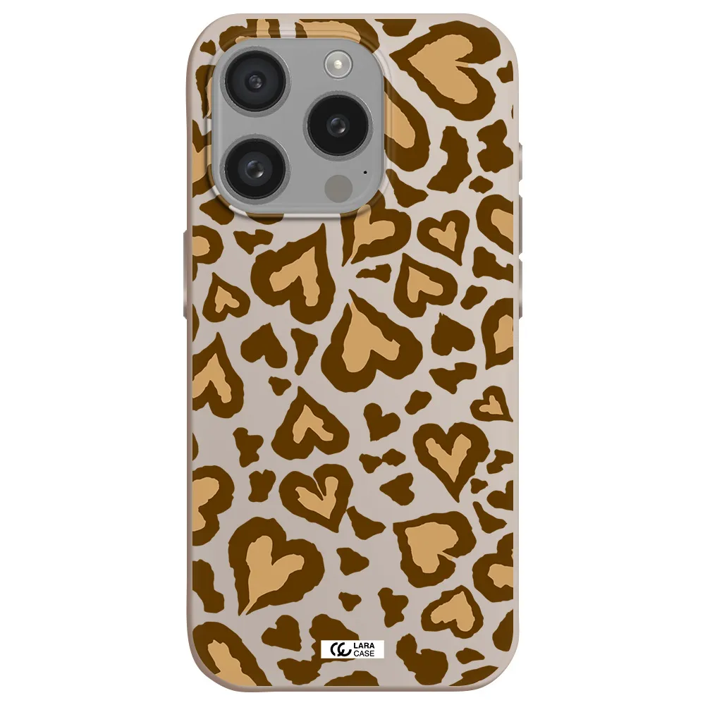 Heart Leopard Apple Iphone 15 Pro Silicone Stone Case