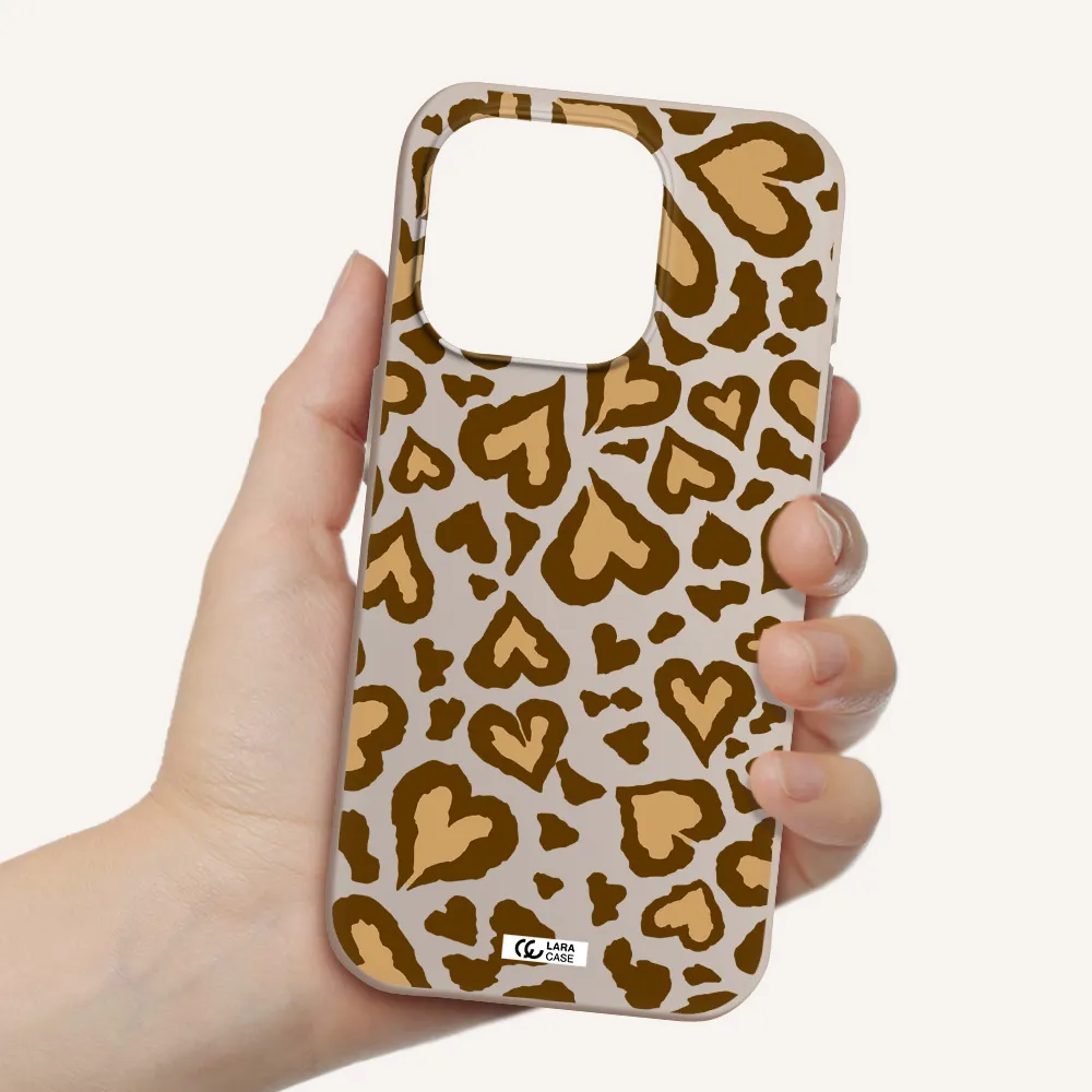 Heart Leopard Apple Iphone 15 Pro Silicone Stone Case