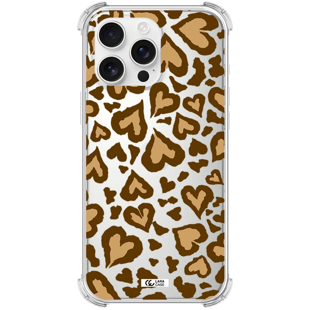 Heart Leopard Apple Iphone 16 Pro Max Clear Pc Case