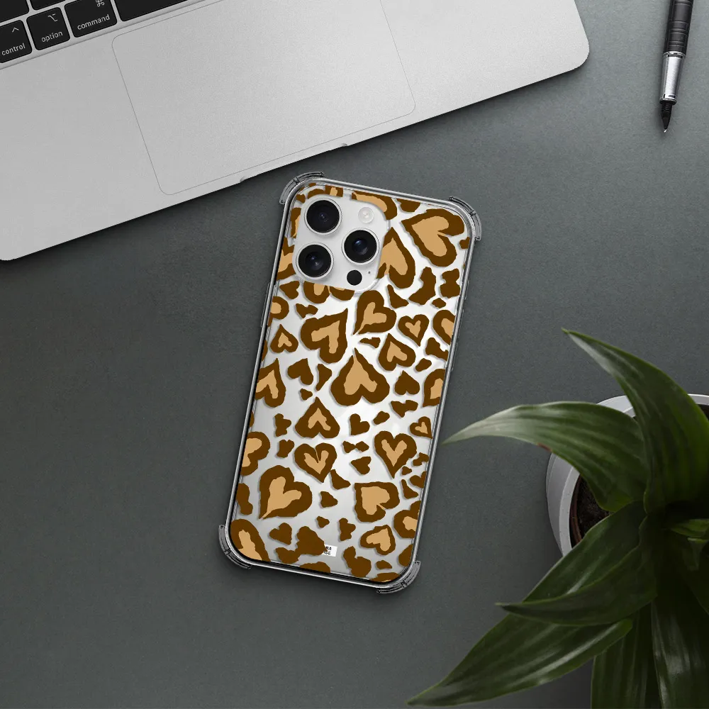 Heart Leopard Apple Iphone 16 Pro Max Clear Pc Case