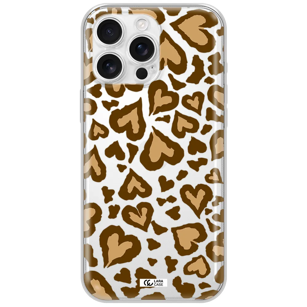 Heart Leopard Apple Iphone 16 Pro Max Clear Tpu Case