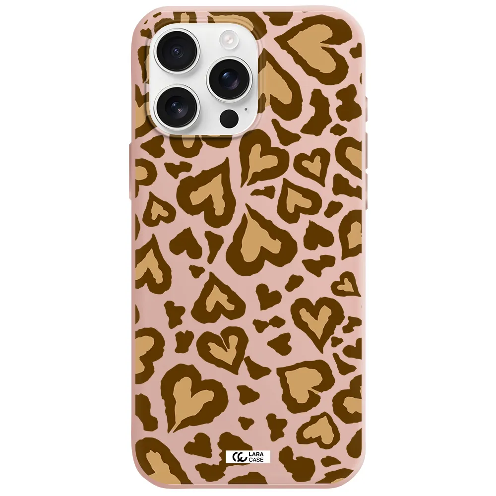 Heart Leopard Apple Iphone 16 Pro Max Silicone Pastel Pink Case