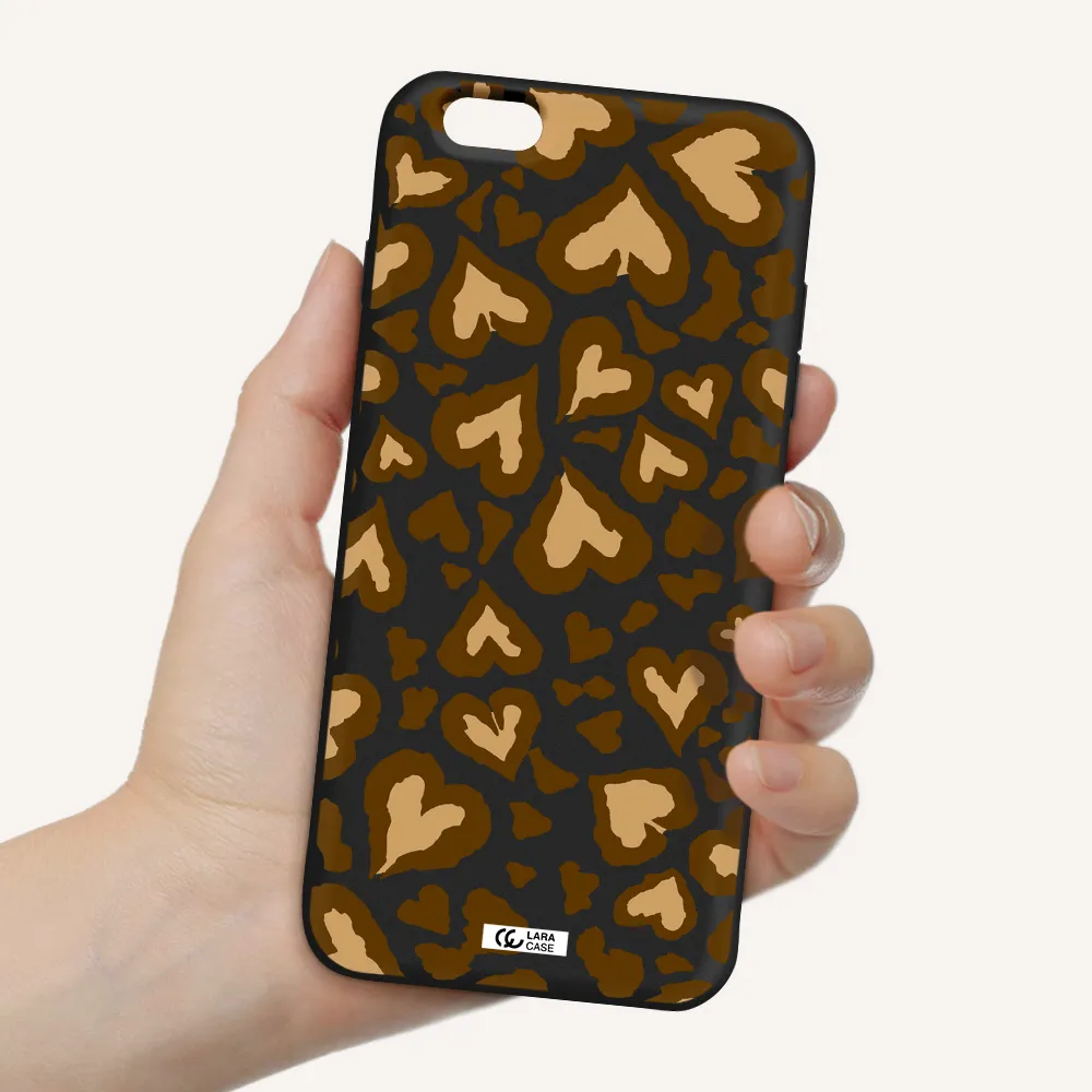 Heart Leopard Apple iPhone 6 plus Silicone black Case