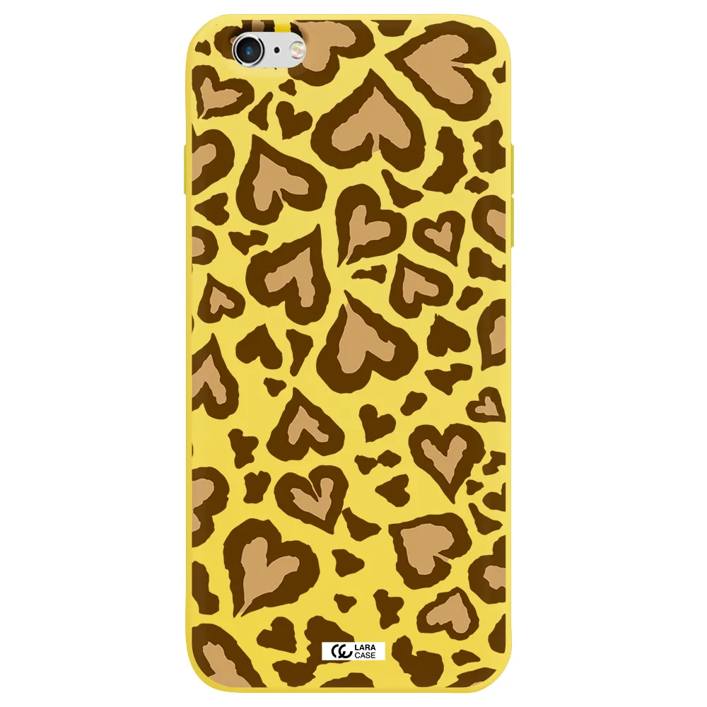 Heart Leopard Apple iPhone 6 plus Silicone canary yellow Case