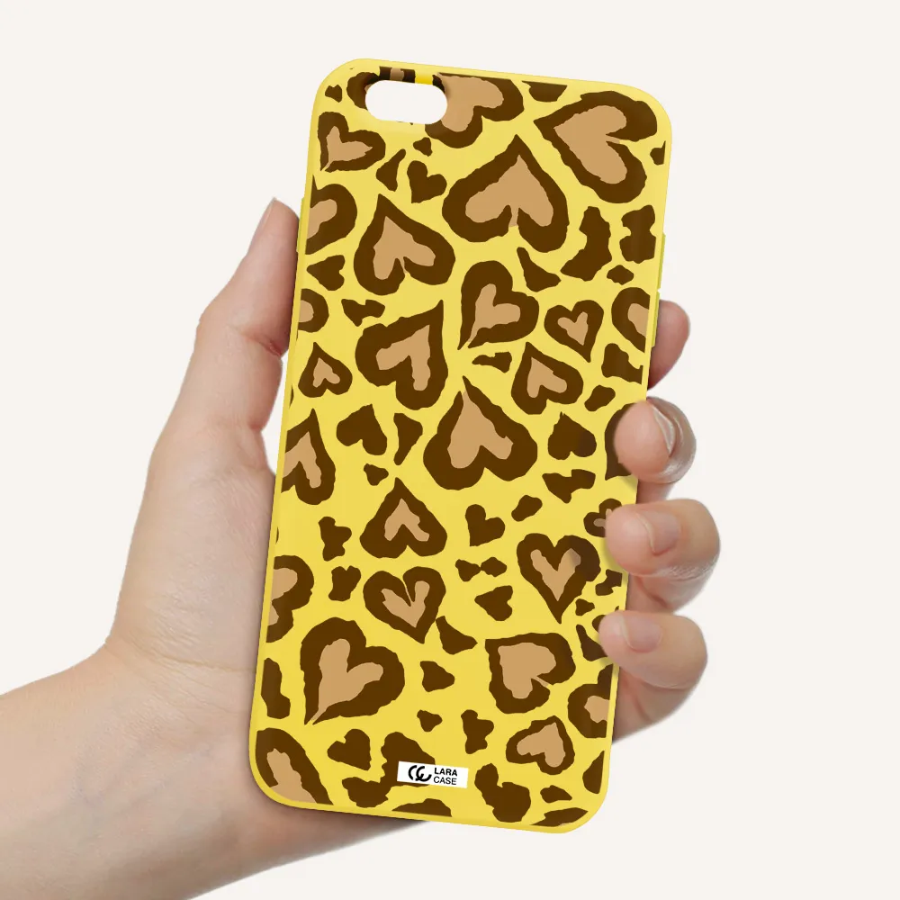 Heart Leopard Apple iPhone 6 plus Silicone canary yellow Case