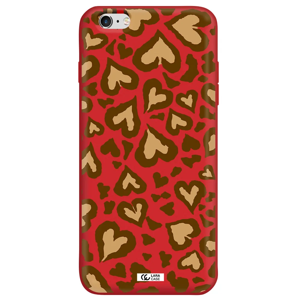 Heart Leopard Apple iPhone 6 plus Silicone Imperial Red Case