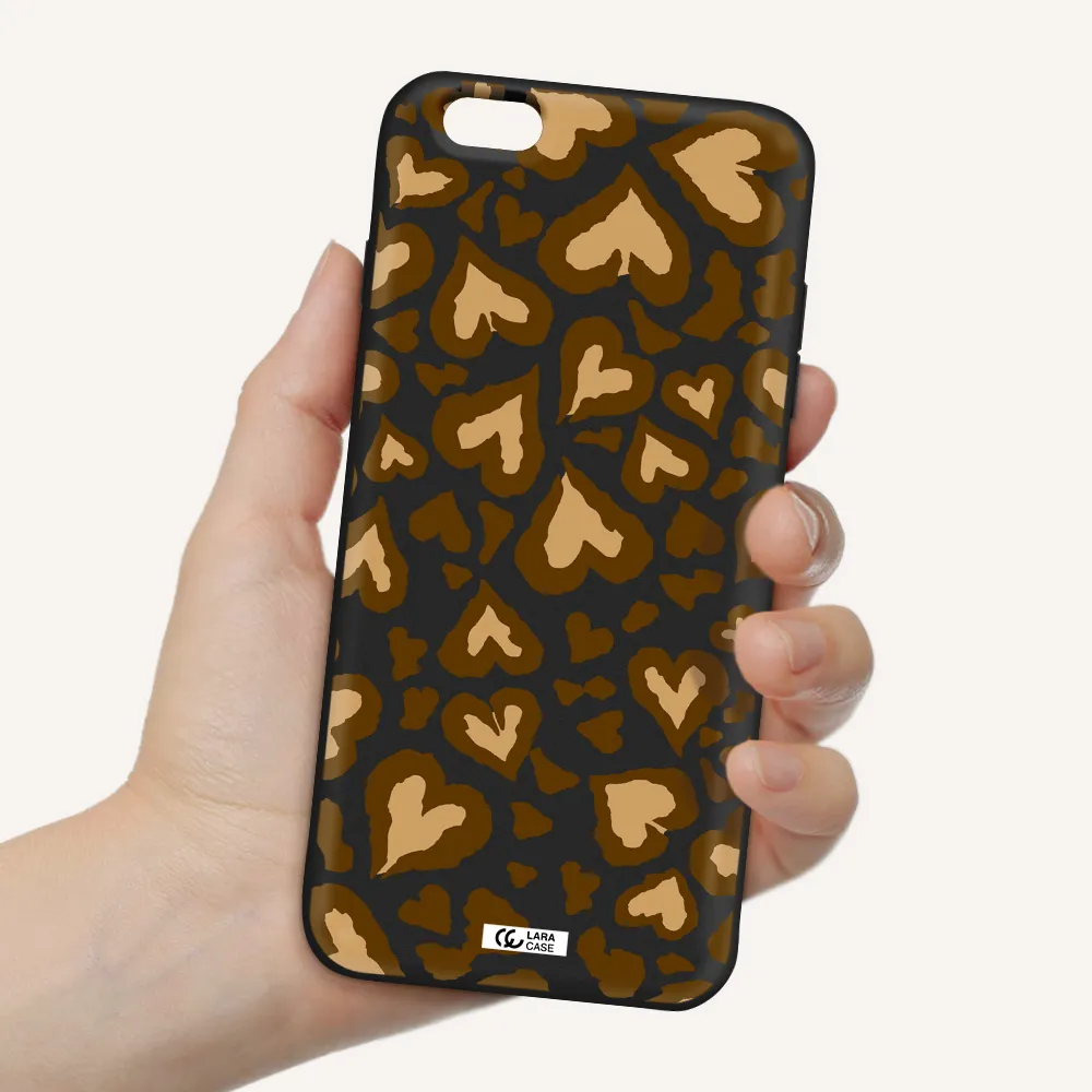 Heart Leopard Apple iPhone 6 s plus Silicone black Case