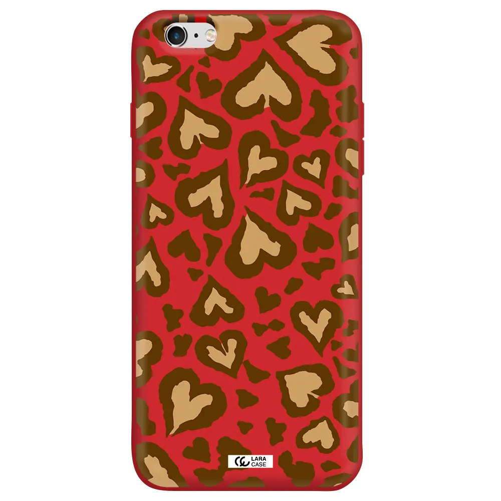 Heart Leopard Apple iPhone 6 s plus Silicone Imperial Red Case