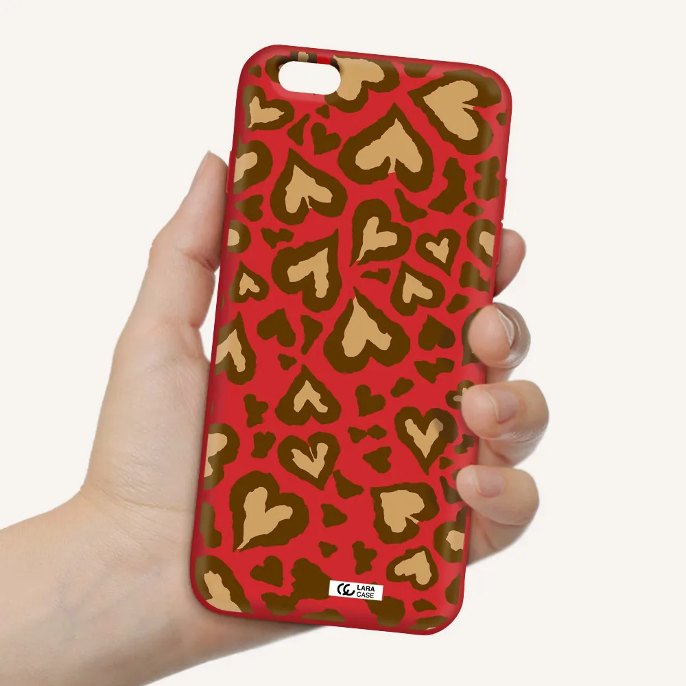 Heart Leopard Apple iPhone 6 s plus Silicone Imperial Red Case