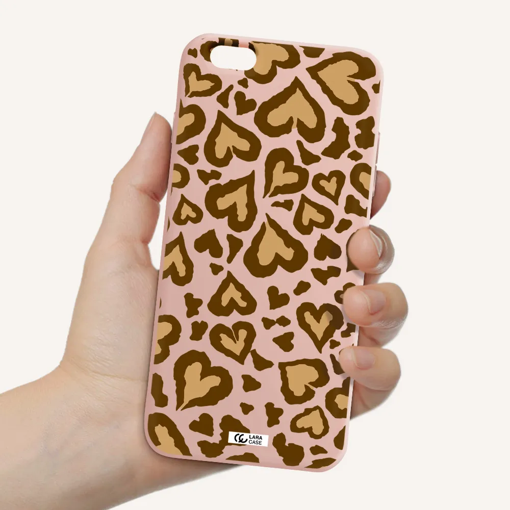 Heart Leopard Apple iPhone 6 s plus Silicone pastel pink Case