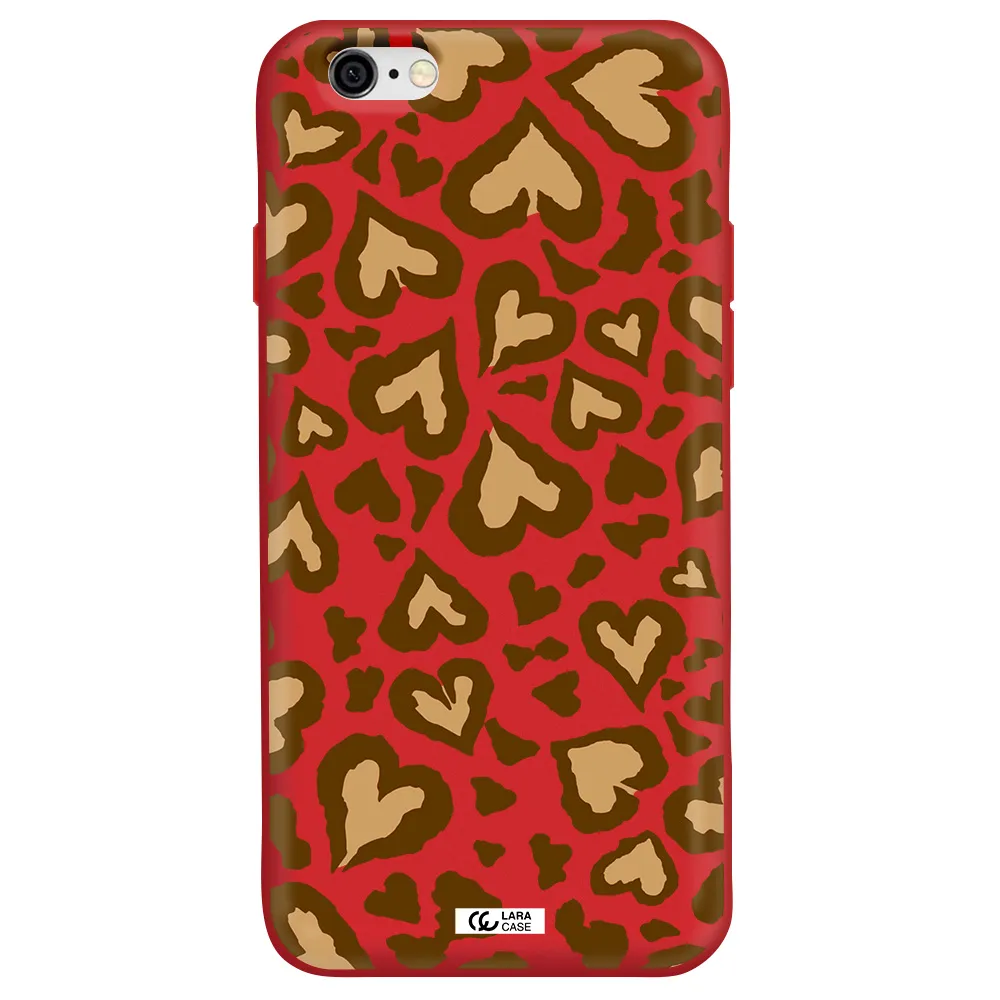 Heart Leopard Apple iPhone 6 Silicone Imperial Red Case