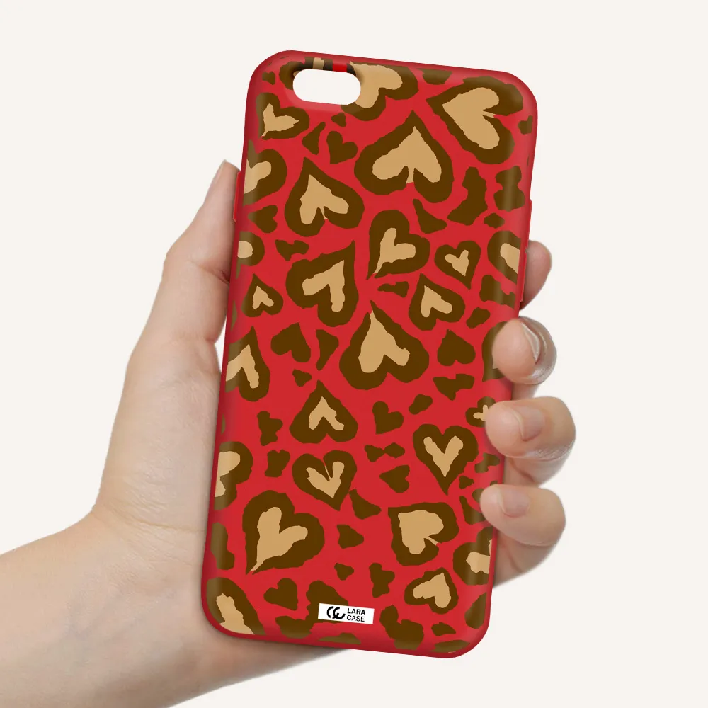 Heart Leopard Apple iPhone 6 Silicone Imperial Red Case