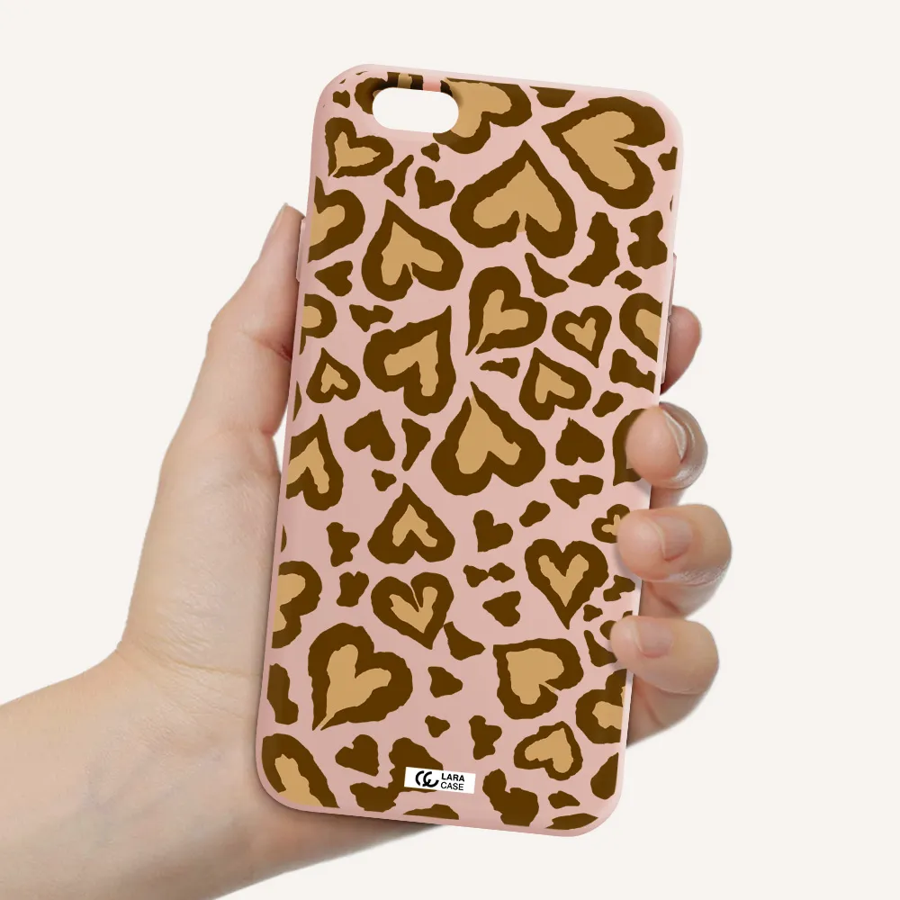 Heart Leopard Apple iPhone 6 Silicone pastel pink Case