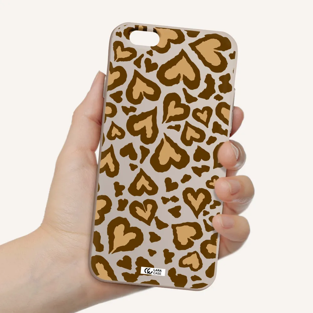 Heart Leopard Apple iPhone 6 Silicone Stone Case