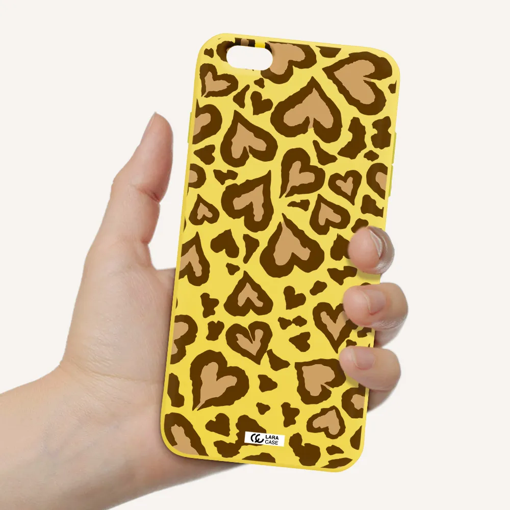 Heart Leopard Apple iPhone 6S Silicone canary yellow Case