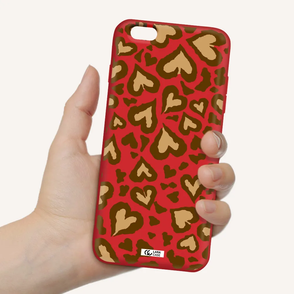 Heart Leopard Apple iPhone 6S Silicone Imperial Red Case