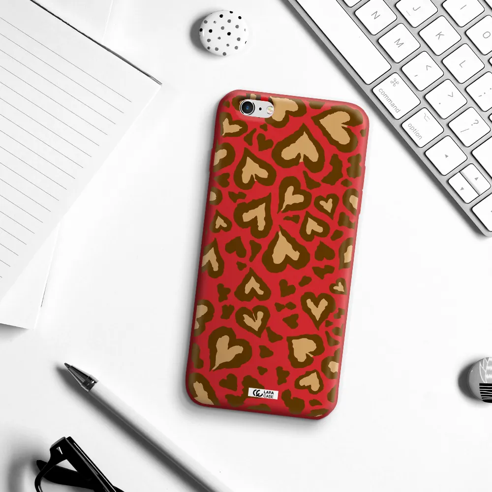 Heart Leopard Apple iPhone 6S Silicone Imperial Red Case