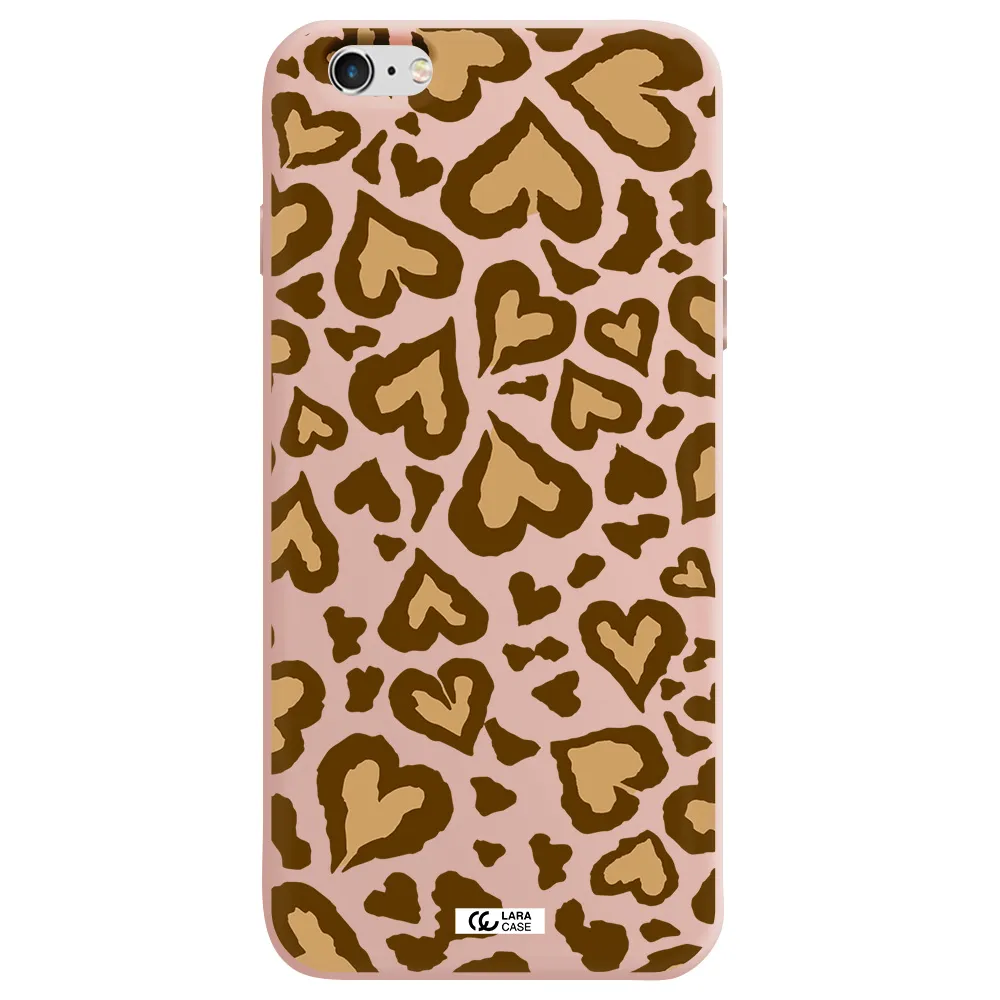 Heart Leopard Apple iPhone 6S Silicone pastel pink Case