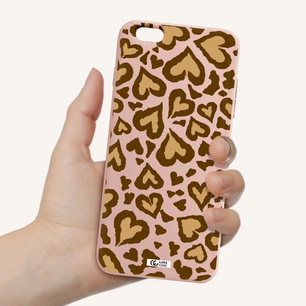 Heart Leopard Apple iPhone 6S Silicone pastel pink Case