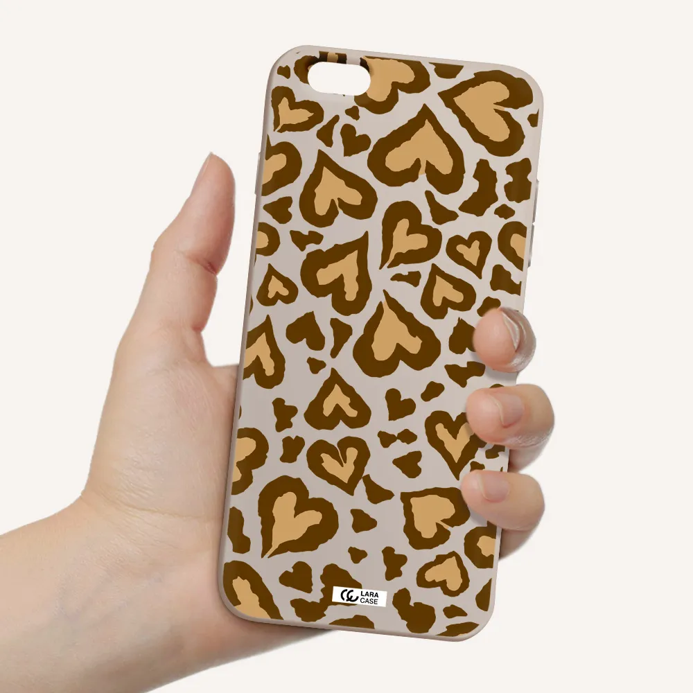 Heart Leopard Apple iPhone 6S Silicone Stone Case