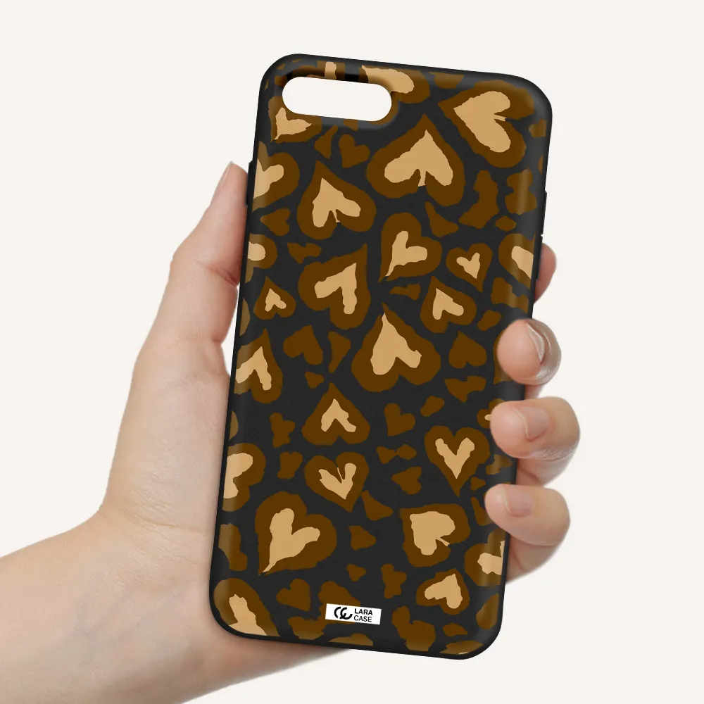 Heart Leopard Apple iPhone 7 plus Silicone black Case