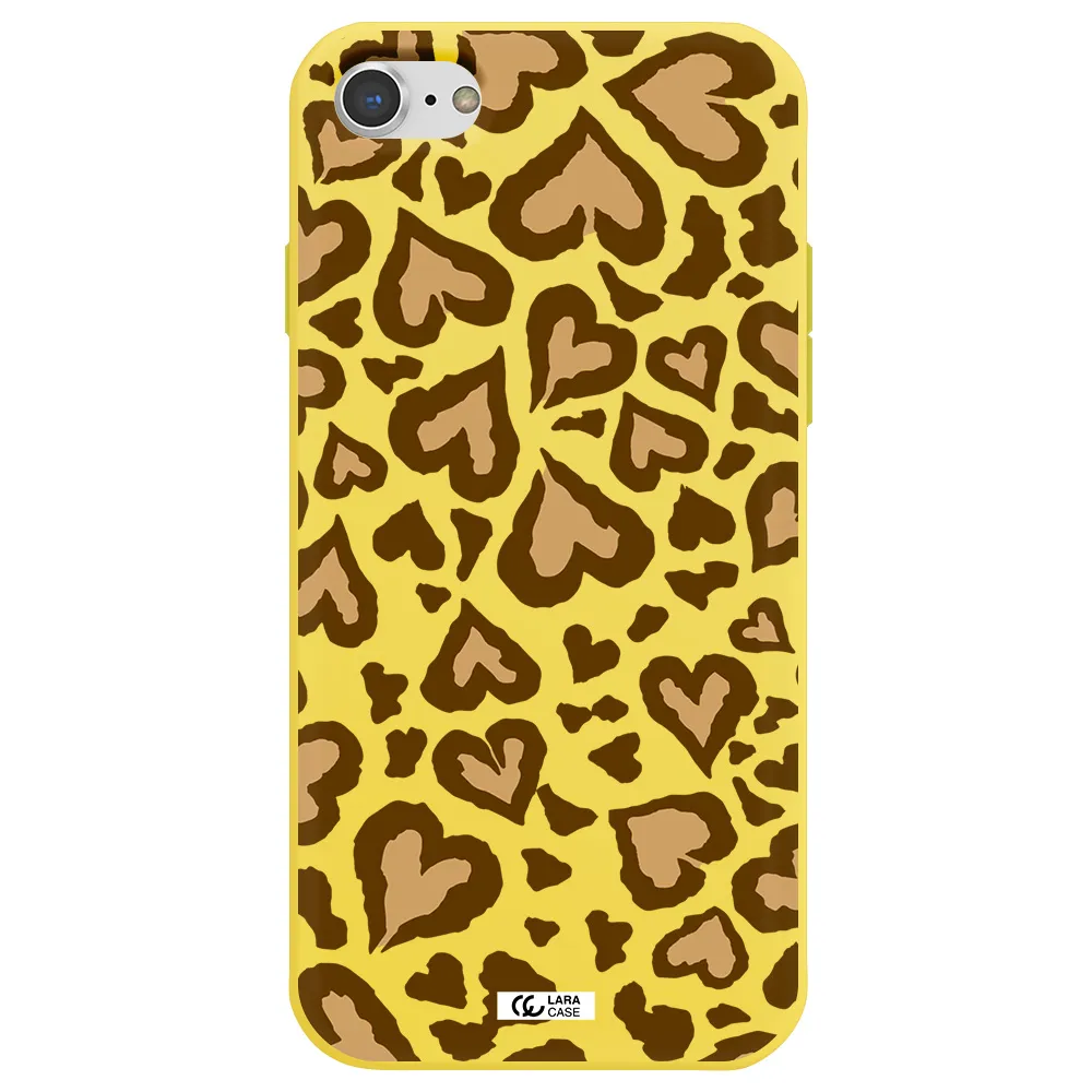 Heart Leopard Apple iPhone 7 Silicone canary yellow Case