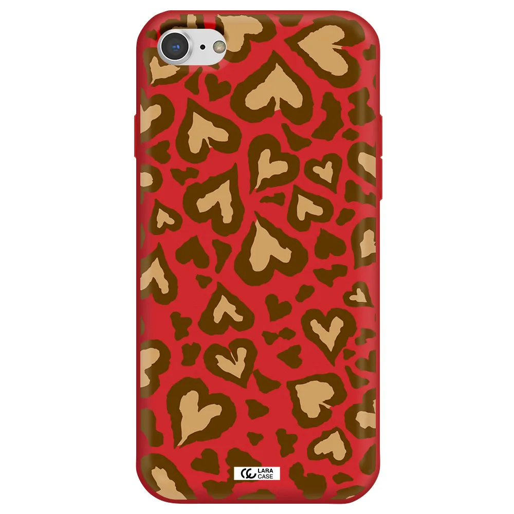 Heart Leopard Apple iPhone 7 Silicone Imperial Red Case