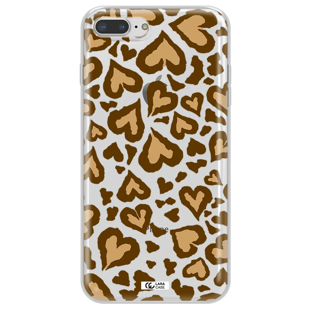Heart Leopard Apple iPhone 8 plus Clear TPU Case