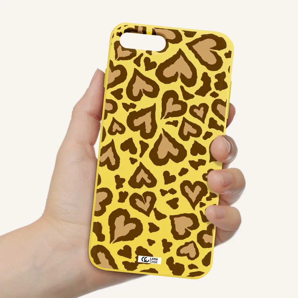 Heart Leopard Apple iPhone 8 plus Silicone canary yellow Case