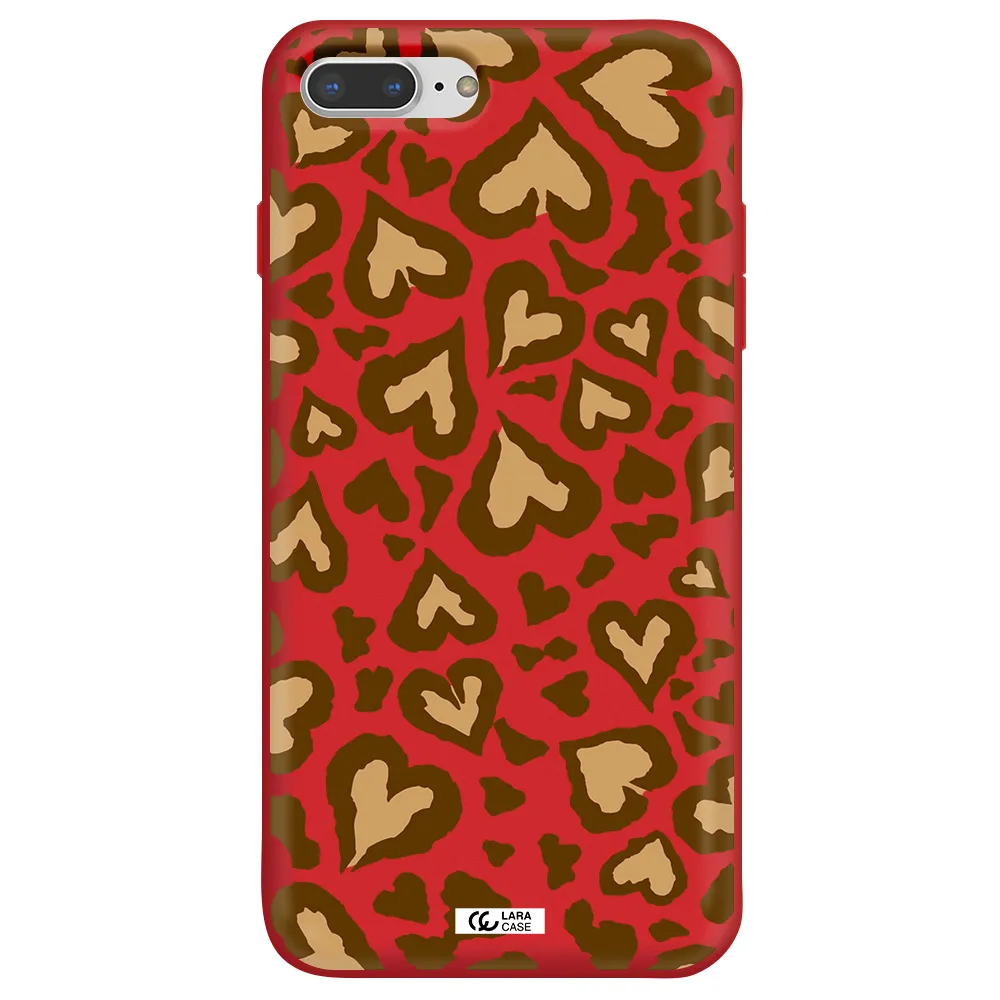 Heart Leopard Apple iPhone 8 plus Silicone Imperial Red Case