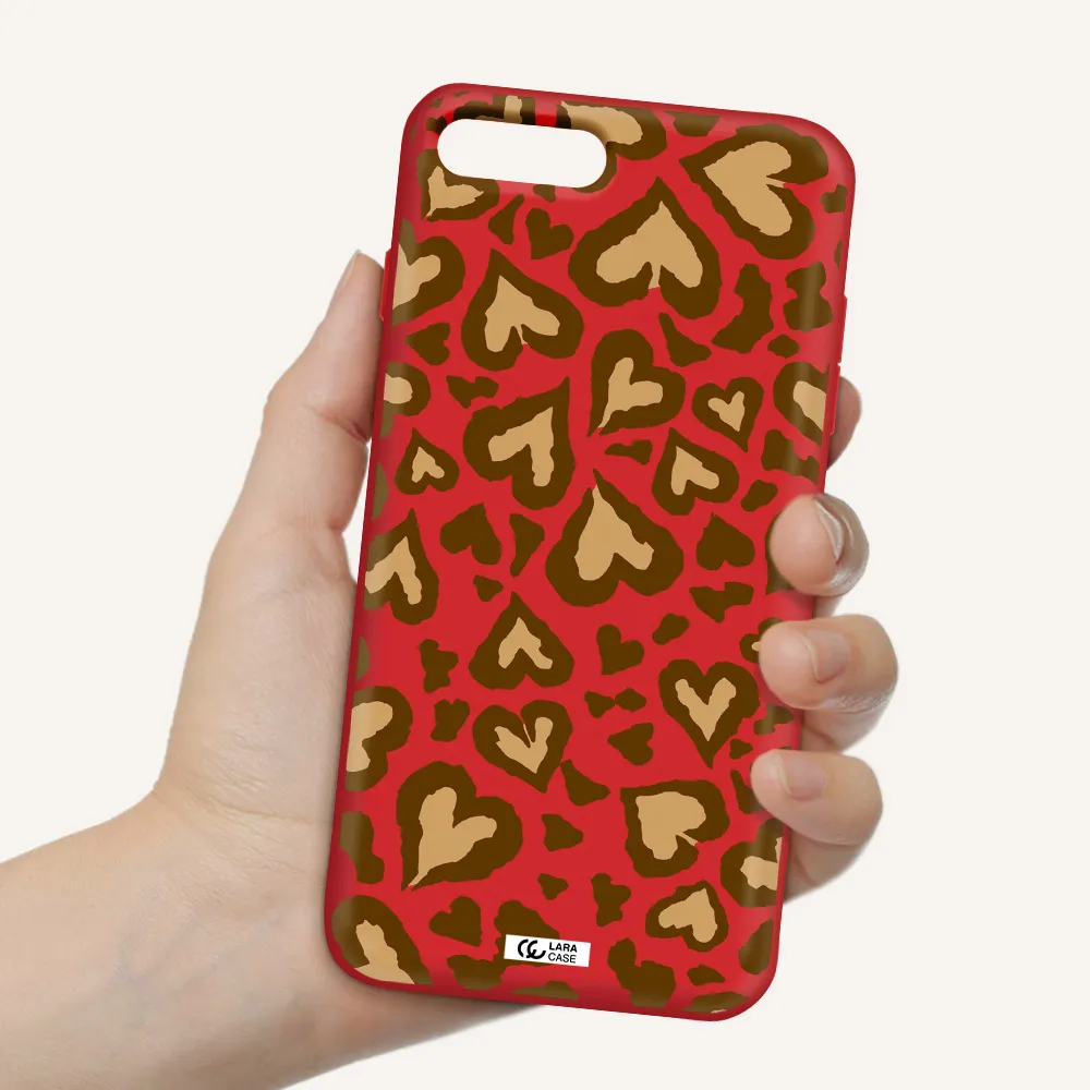 Heart Leopard Apple iPhone 8 plus Silicone Imperial Red Case