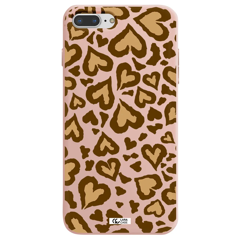 Heart Leopard Apple iPhone 8 plus Silicone pastel pink Case