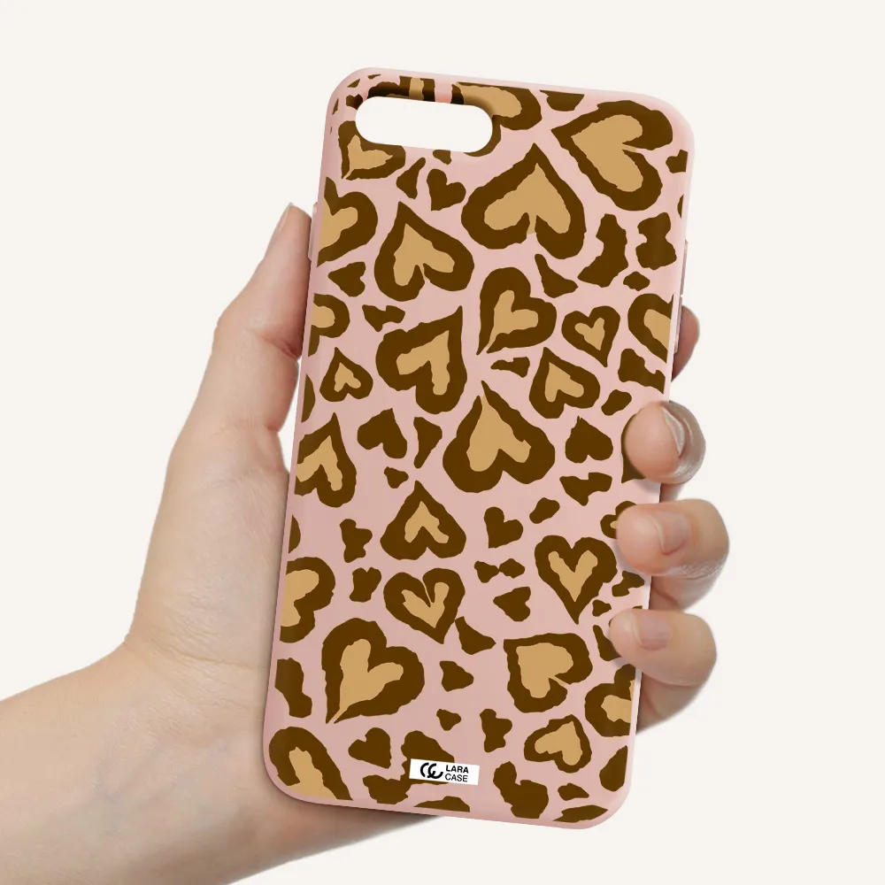 Heart Leopard Apple iPhone 8 plus Silicone pastel pink Case