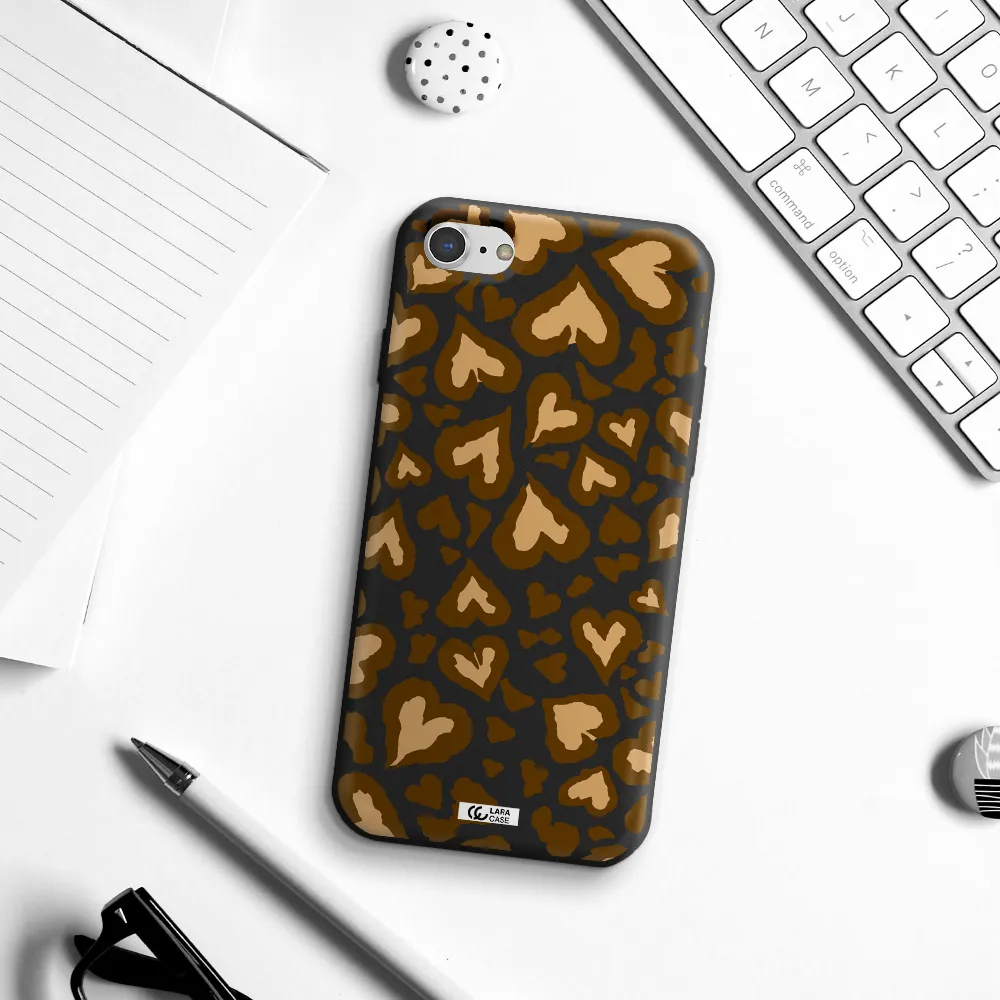 Heart Leopard Apple iPhone 8 Silicone black Case