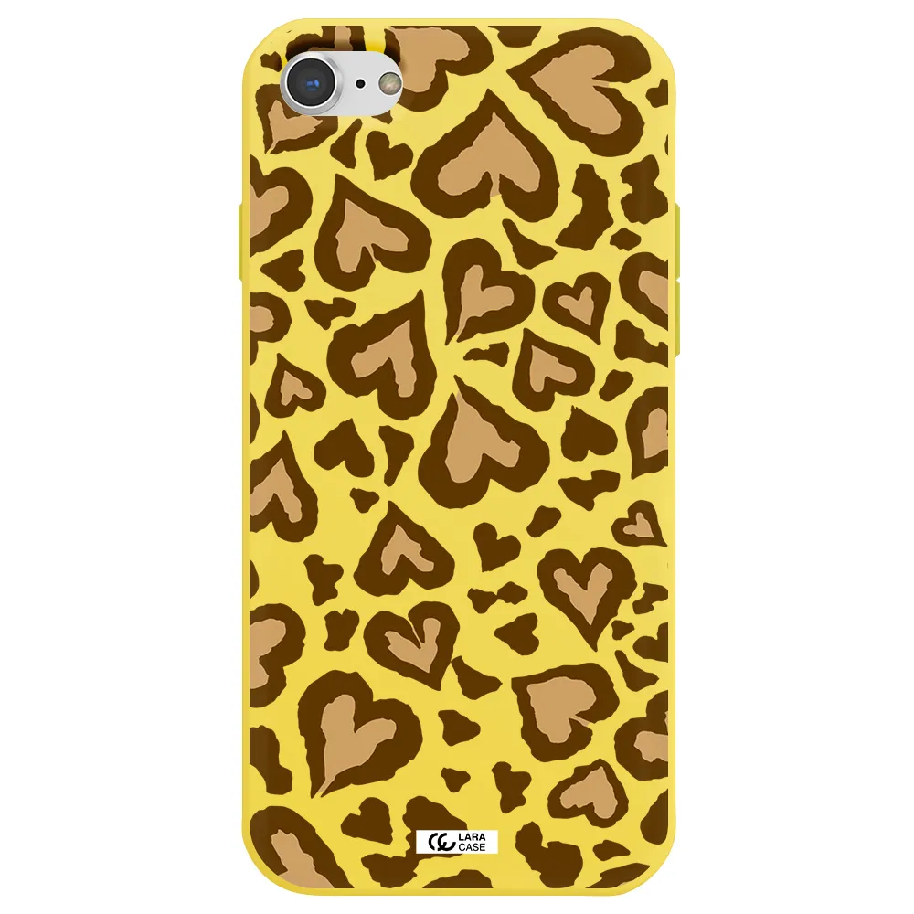 Heart Leopard Apple iPhone 8 Silicone canary yellow Case