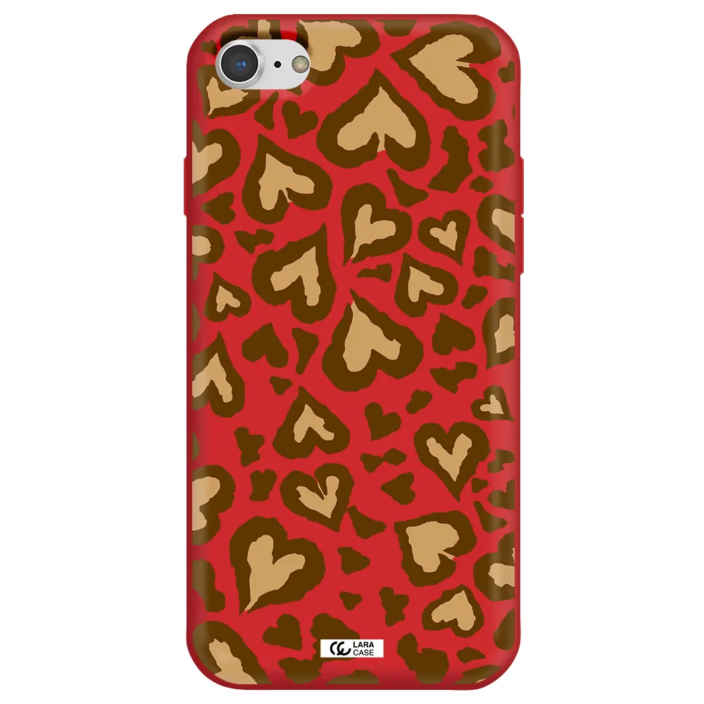 Heart Leopard Apple iPhone 8 Silicone Imperial Red Case