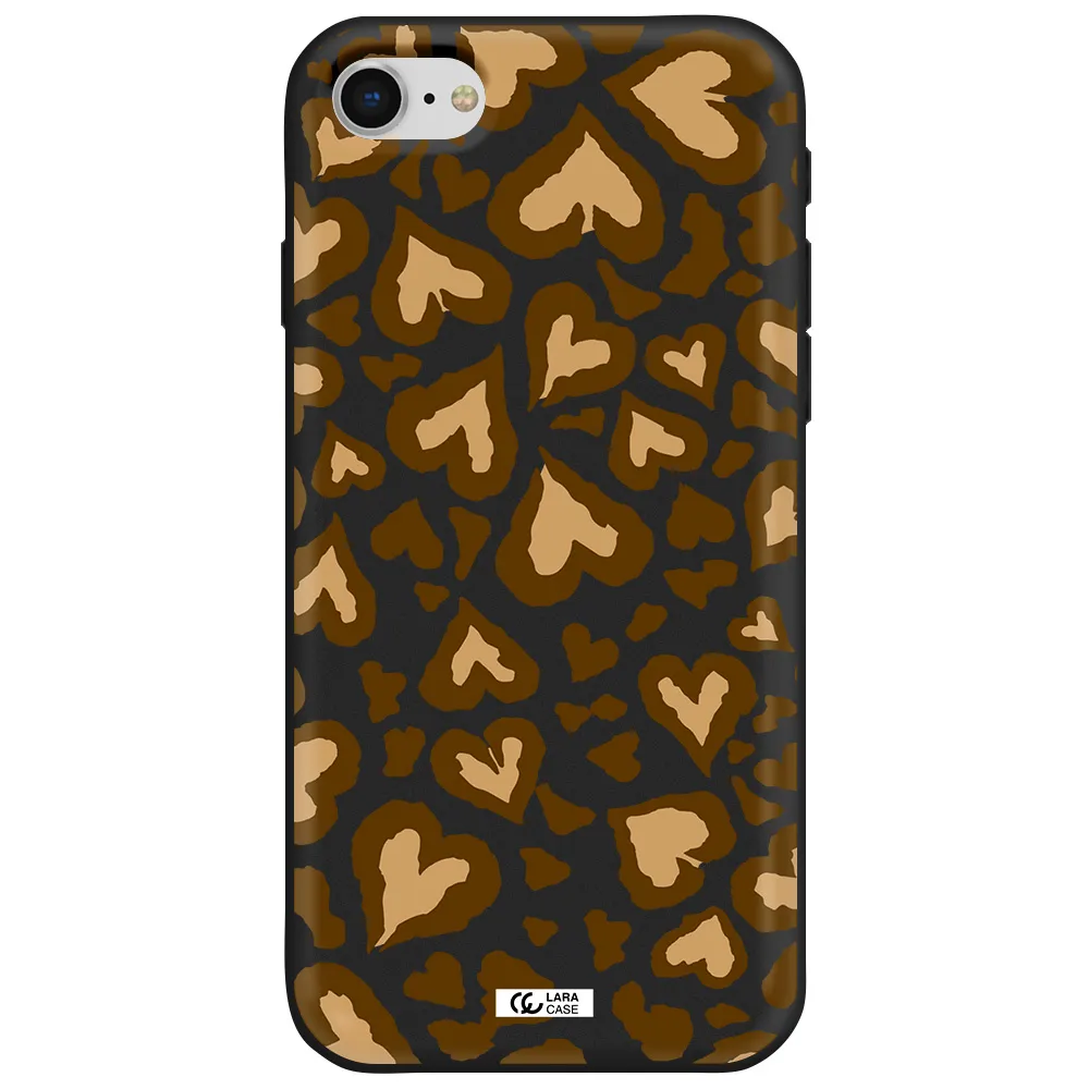 Heart Leopard Apple iPhone se 2020 Silicone black Case