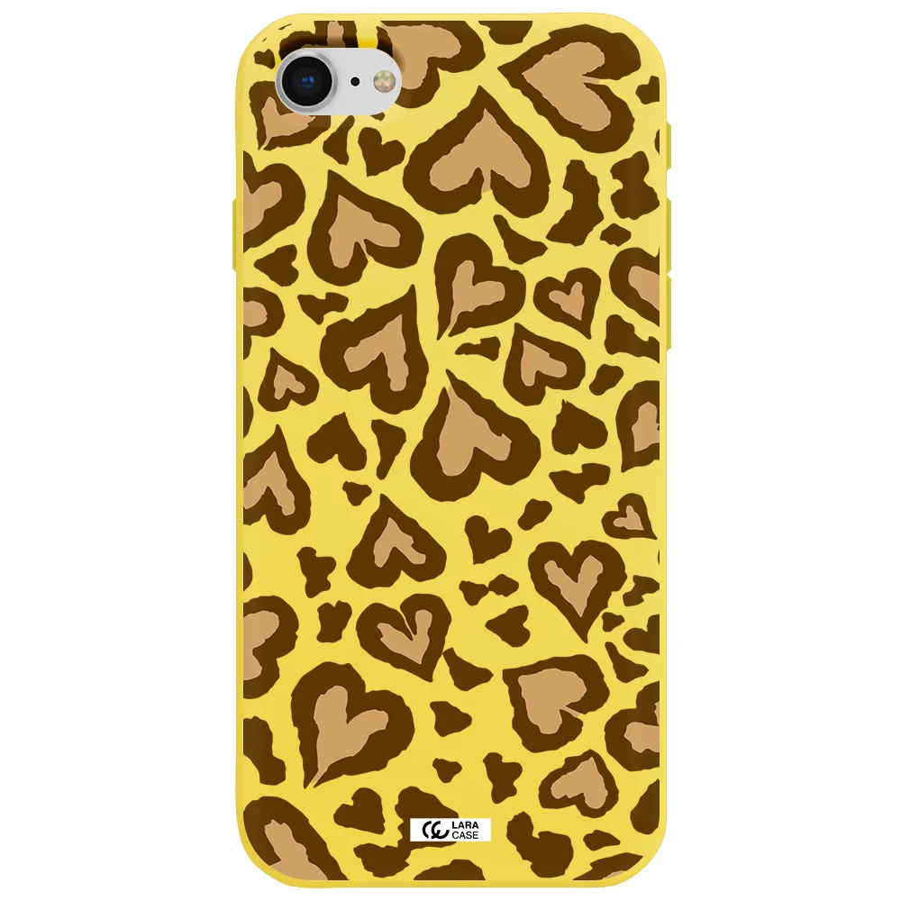 Heart Leopard Apple iPhone se 2020 Silicone canary yellow Case
