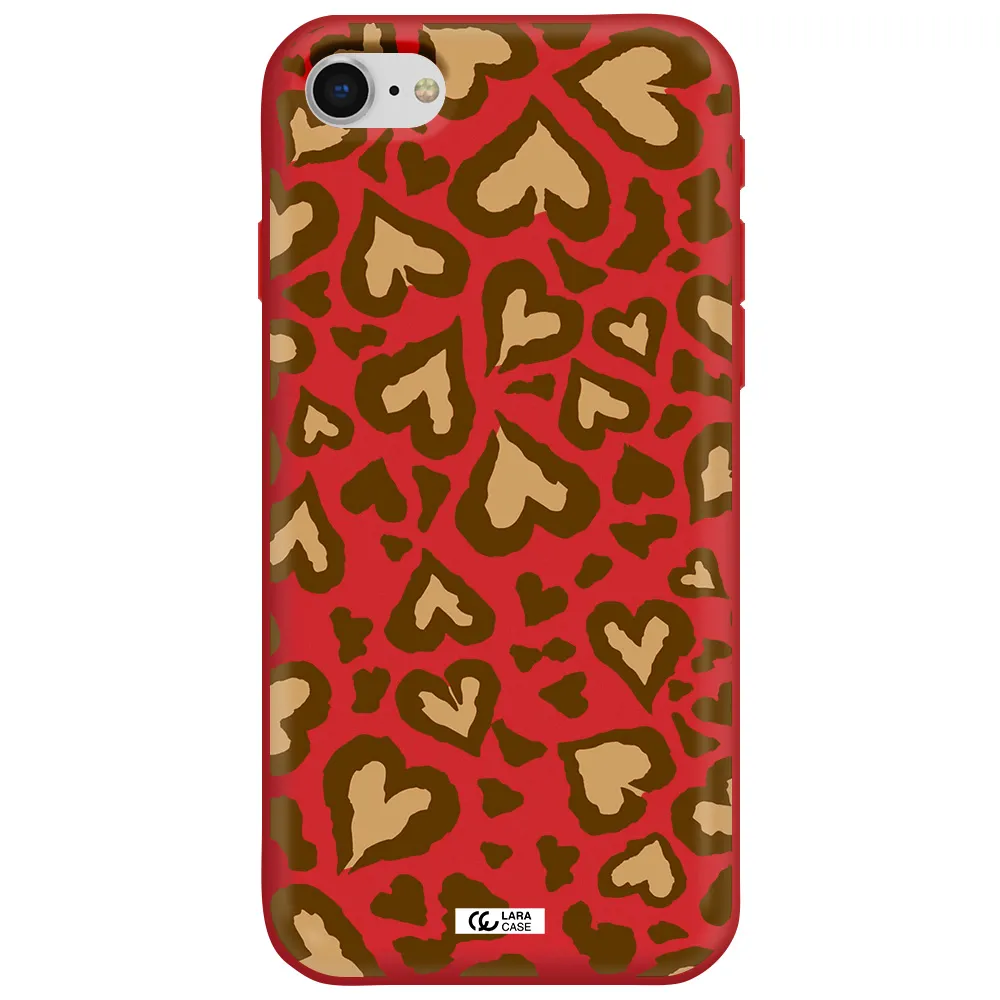 Heart Leopard Apple iPhone se 2020 Silicone Imperial Red Case