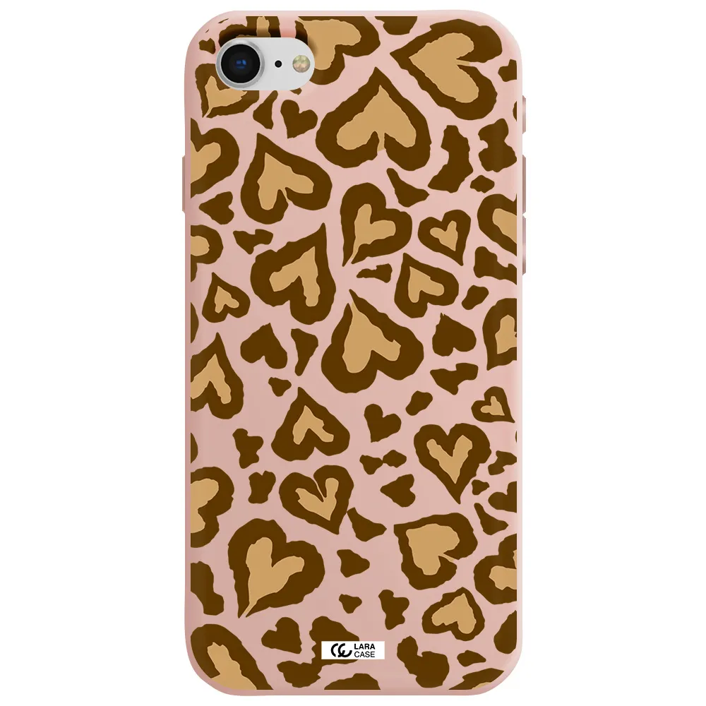 Heart Leopard Apple iPhone se 2020 Silicone pastel pink Case
