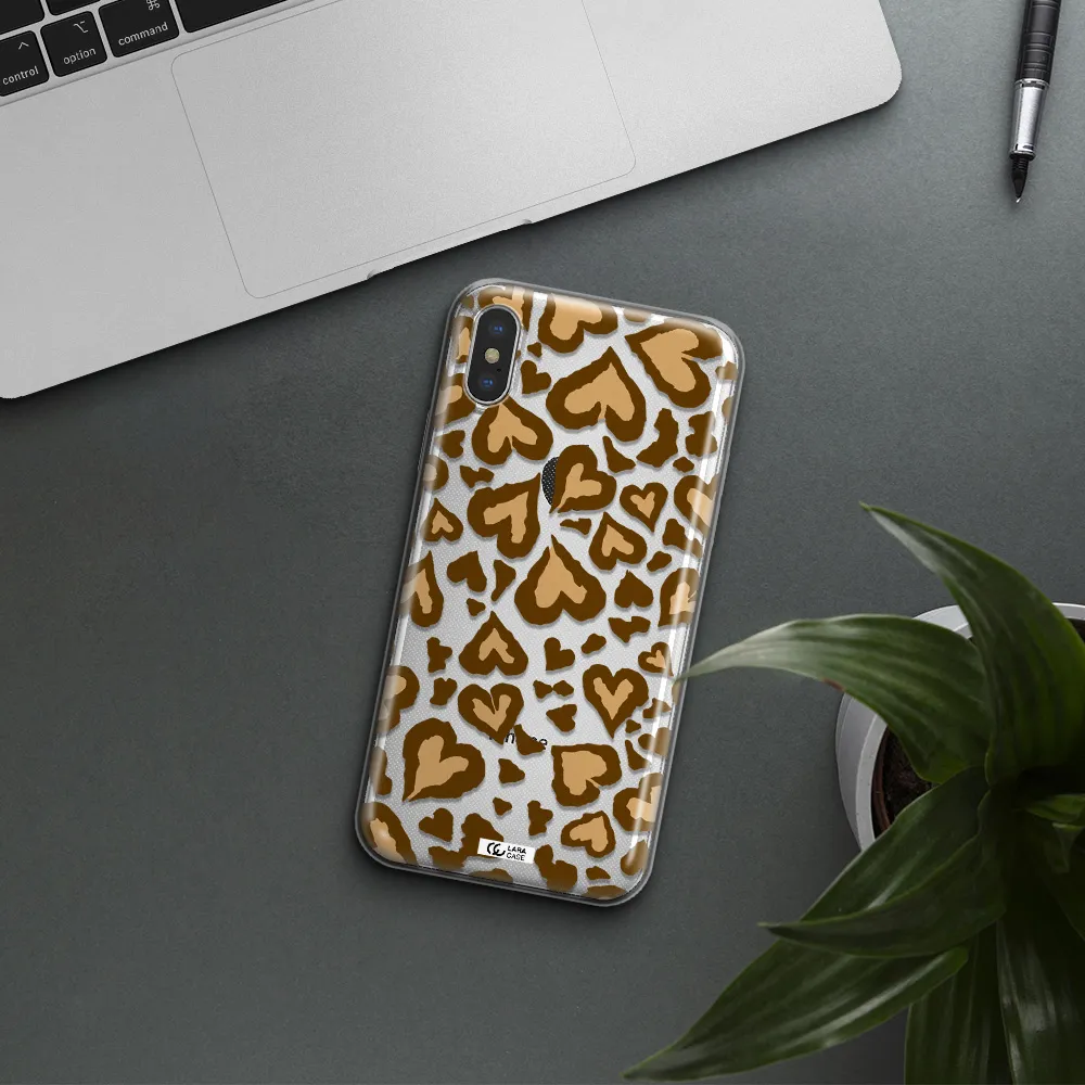 Heart Leopard Apple iPhone X Clear TPU Case