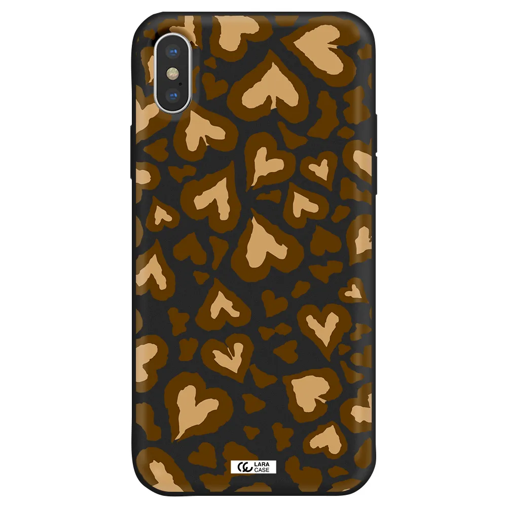 Heart Leopard Apple iPhone X Silicone black Case