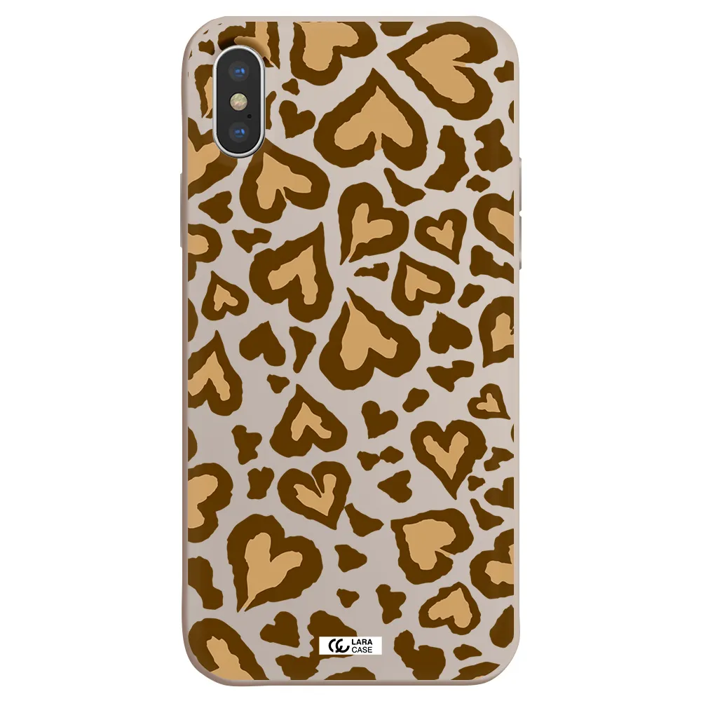 Heart Leopard Apple iPhone X Silicone Stone Case