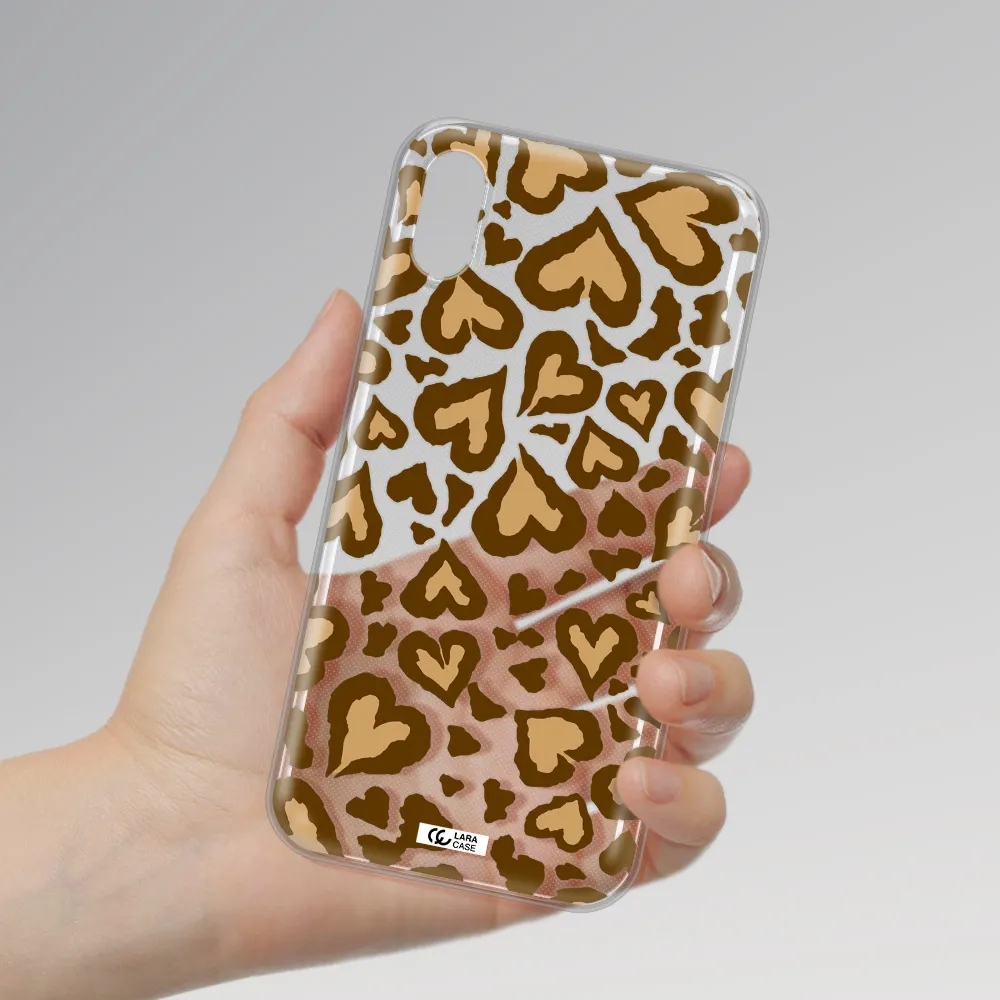 Heart Leopard Apple iPhone XS Clear TPU Case